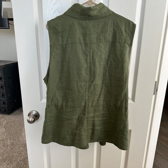 lauren ralph lauren linen safari vest 2x olive green cargo utility drawstring - Picture 10 of 14
